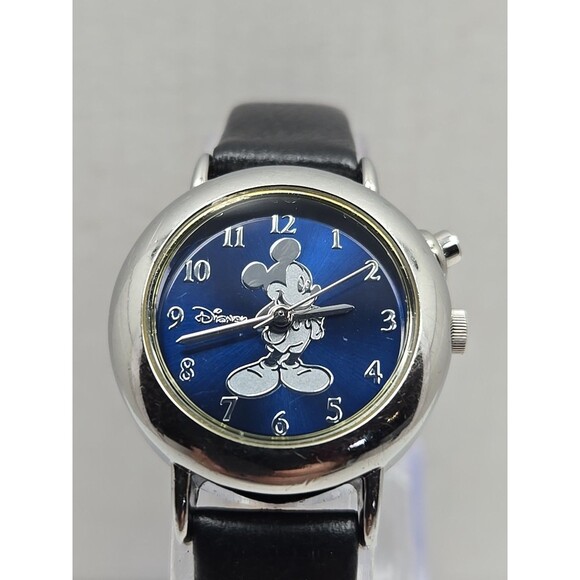 Disney by Seiko Mickey Mouse Musical Quartz Watch Navy Dial Leather New Battery - Picture 4 of 12